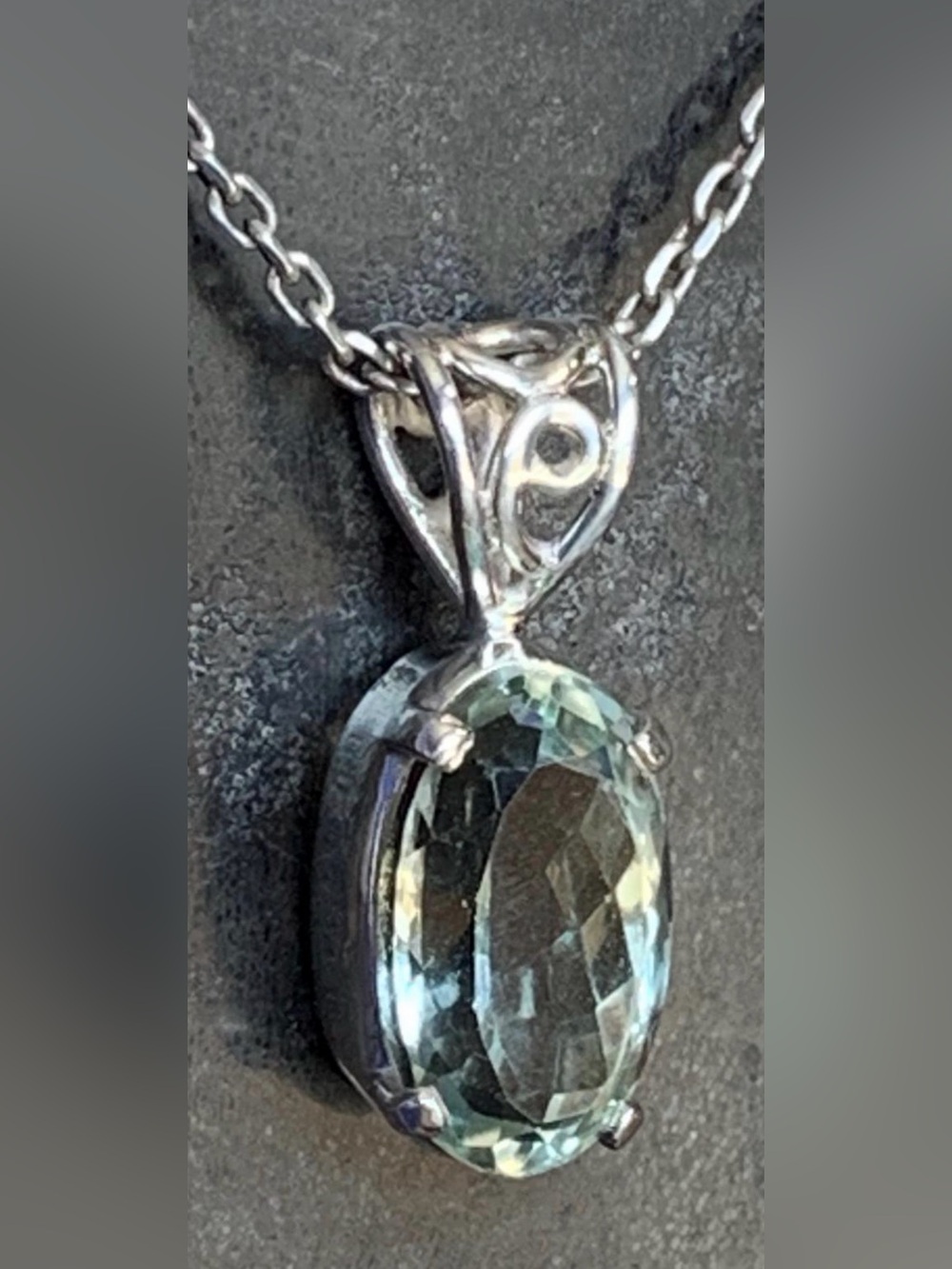 Sterling Silver Aquamarine-Cut Pendant Necklace - Light Seafoam Greenish Blue